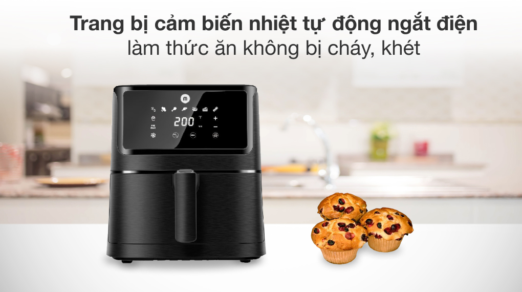 Nồi chiên không dầu 5.5L điện tử Mishio MK284 - Hàng chính hãng