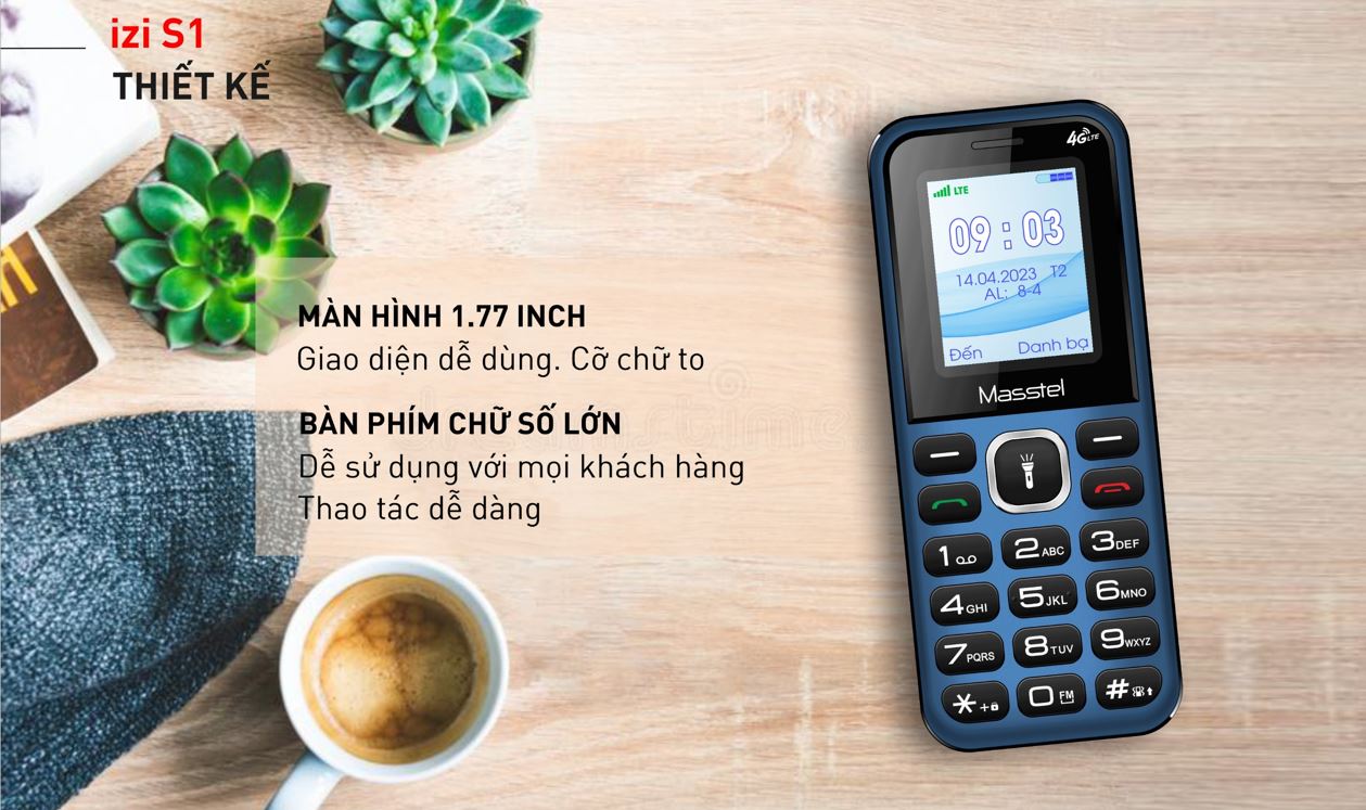 Điện thoại Masstel Izi S1 4G (LTE) Gọi HD Call - Hàng chính hãng