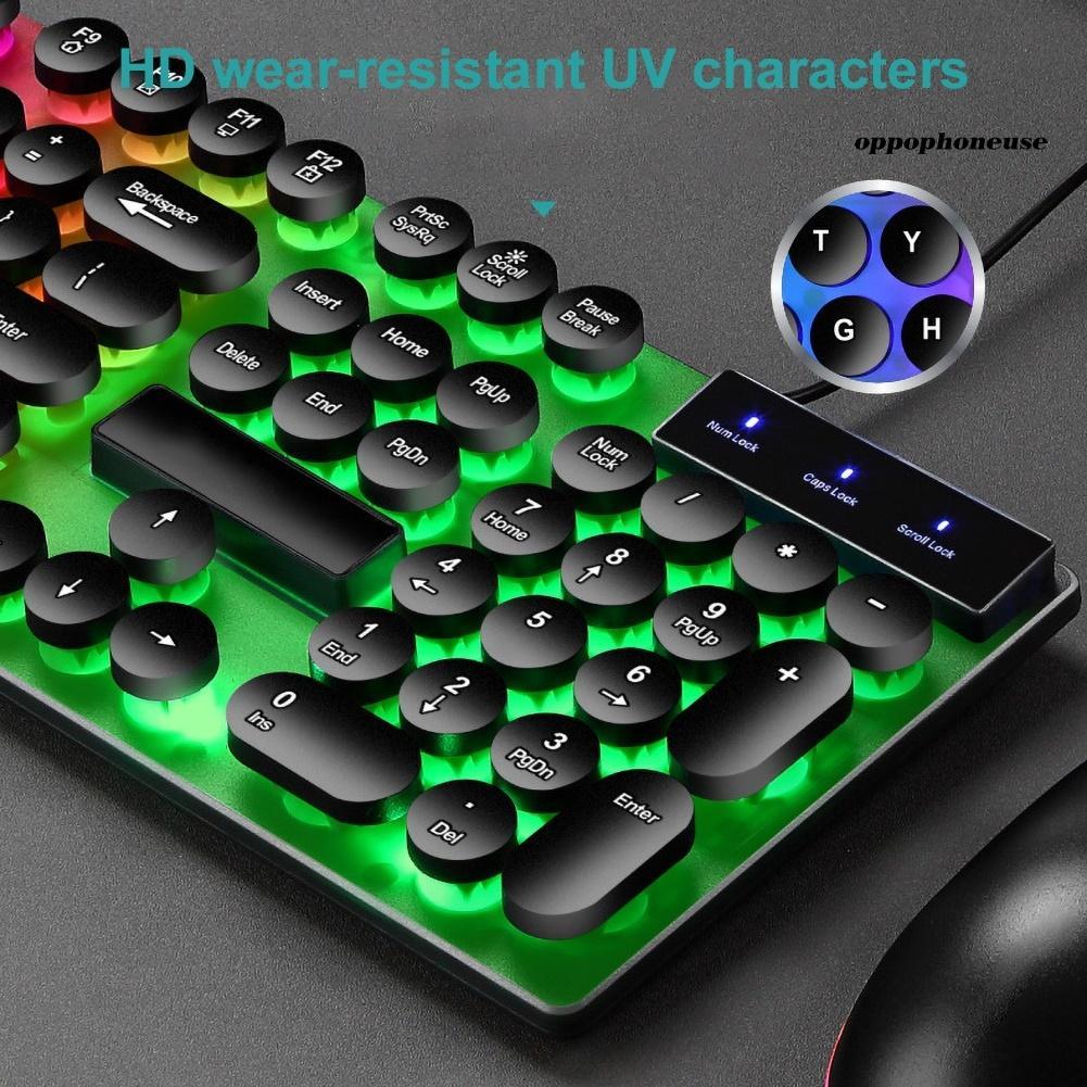 Bộ Bàn Phím Cơ Và Chuột Cơ Có Dây Và Đèn Led Nền Cho Máy Tính / Laptop