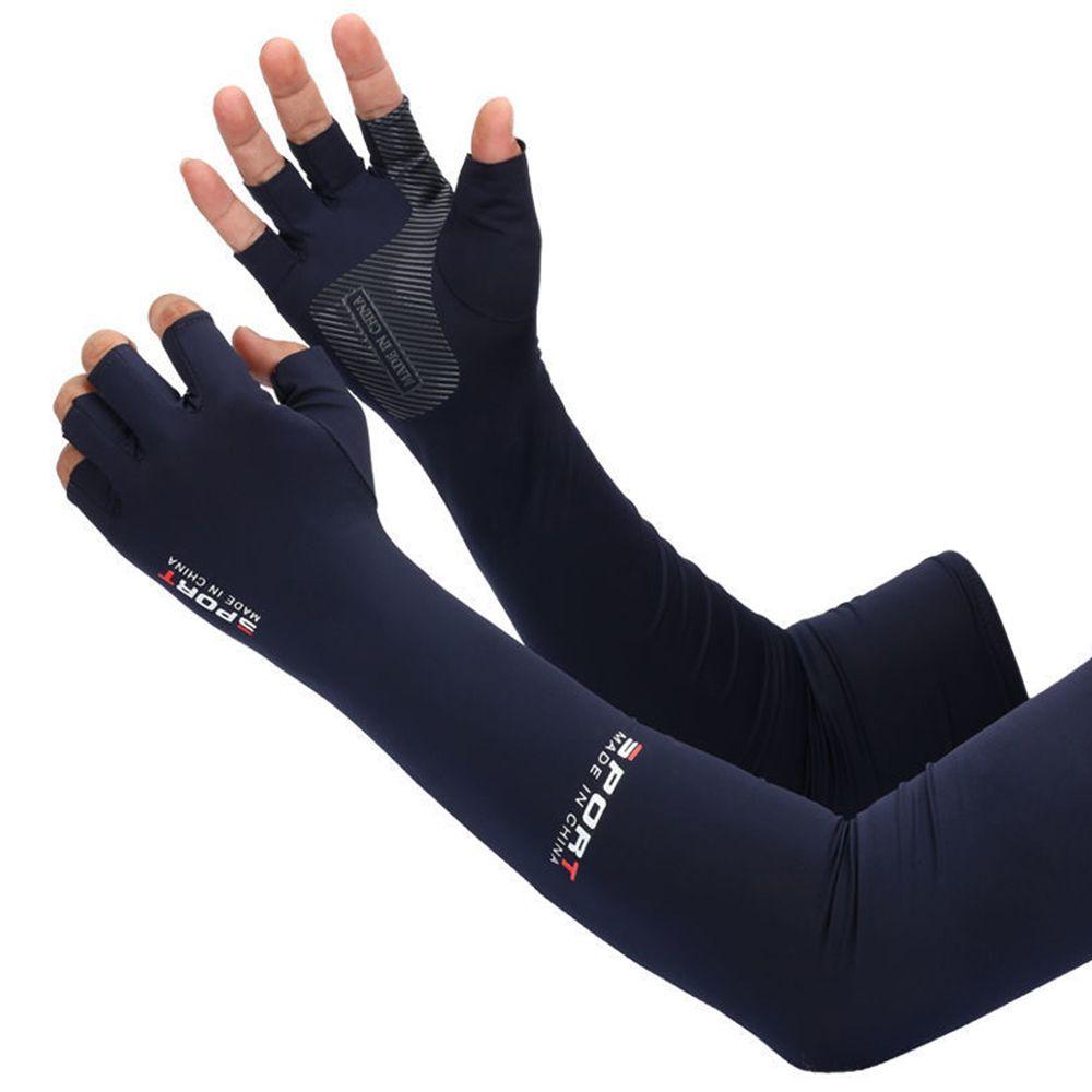 1Pair tay áo làm mát bao gồm phụ nữ đàn ông thể thao chạy chống nắng chống nắng găng tay ngoài trời. Color: grey 3