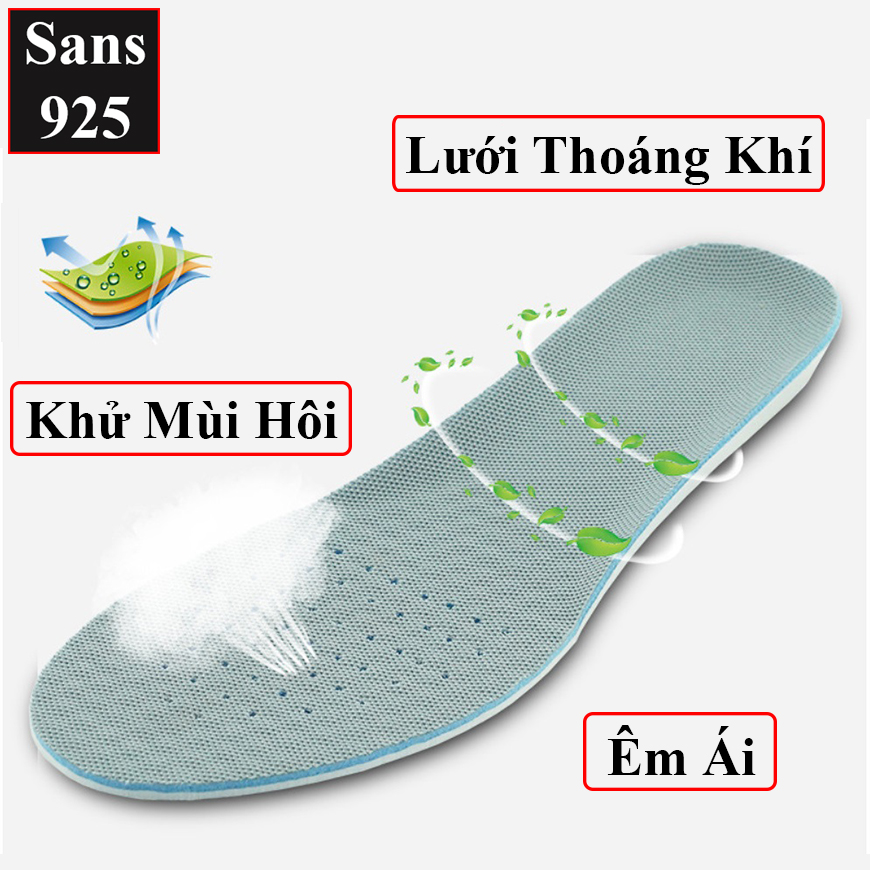 Lót giày tăng chiều cao 3.5cm 2.5cm 1.5cm Sans925 miếng nâng gót độn đế thoáng khí cỡ size 35 36 37 38 39 40 41 42 43