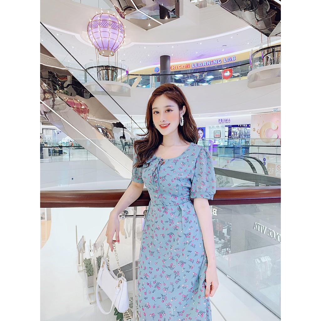 Đầm dự tiệc hoa liti cột nơ siêu dễ thương - sáng da thích hợp đi chơi, đi tiệc đi dạo phố (Đ231)VDVDVDVD