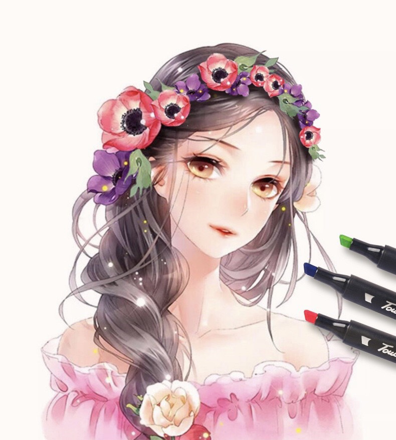 Bút màu vẽ Marker Touch chuyên nghiệp họa cụ tô màu dạ vẽ tranh anime Bộ 12/30/36/48/60/80 màu