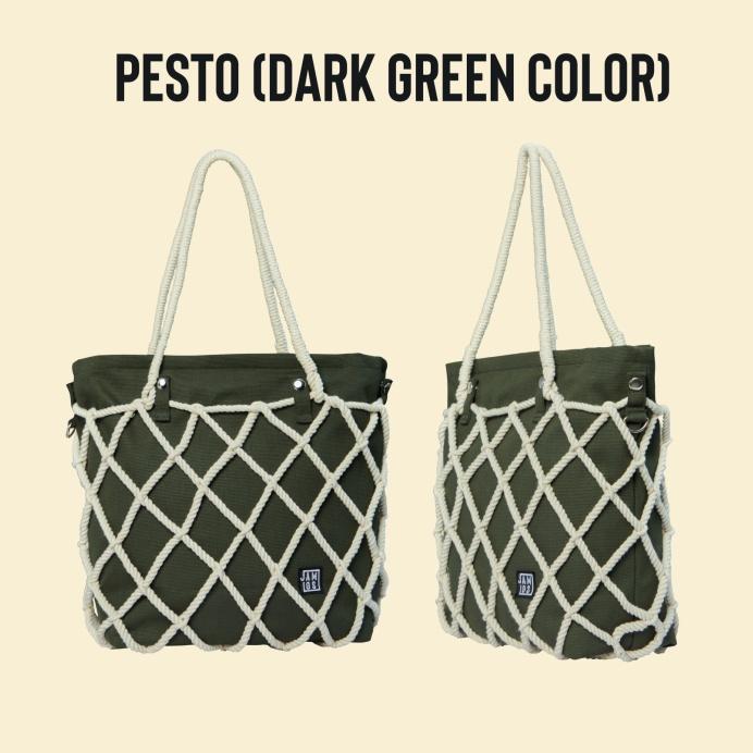 Túi tote thời trang vải canvas phối dây macrame thủ công PASTA TOTE JAMLOS