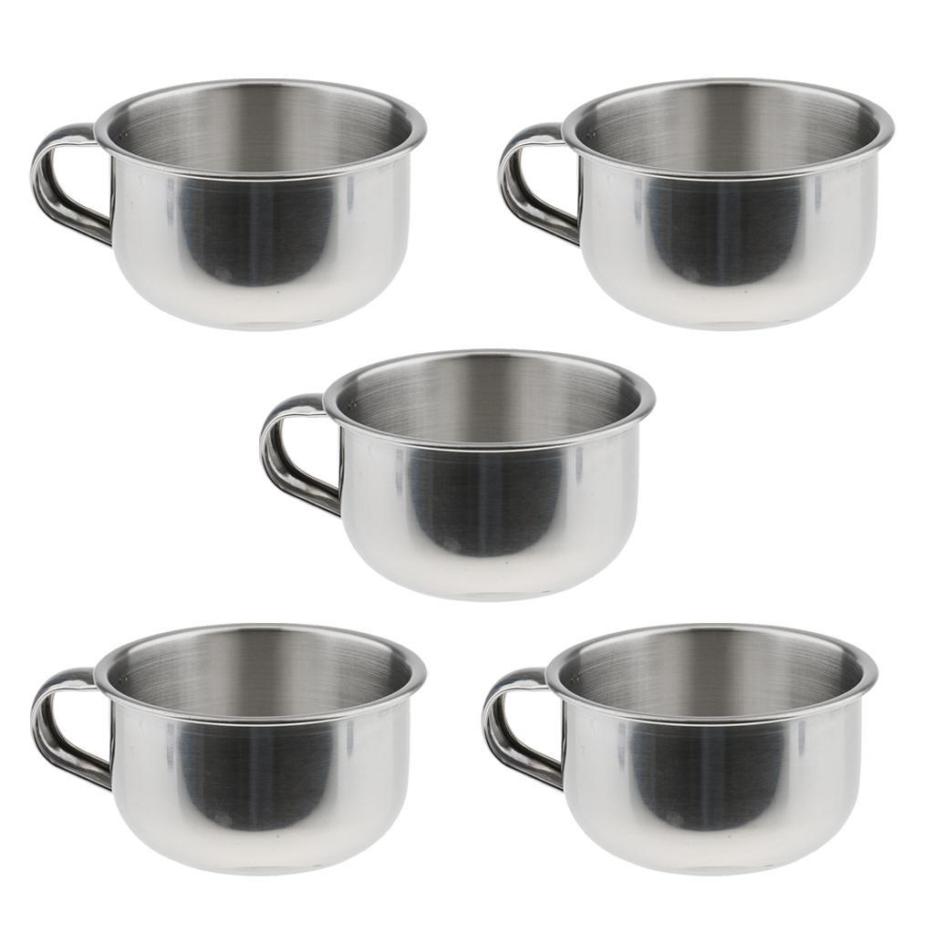 Lot of 5pcs Stainless Steel Beard Shaving Bowls Mug Cups with Handle for Men