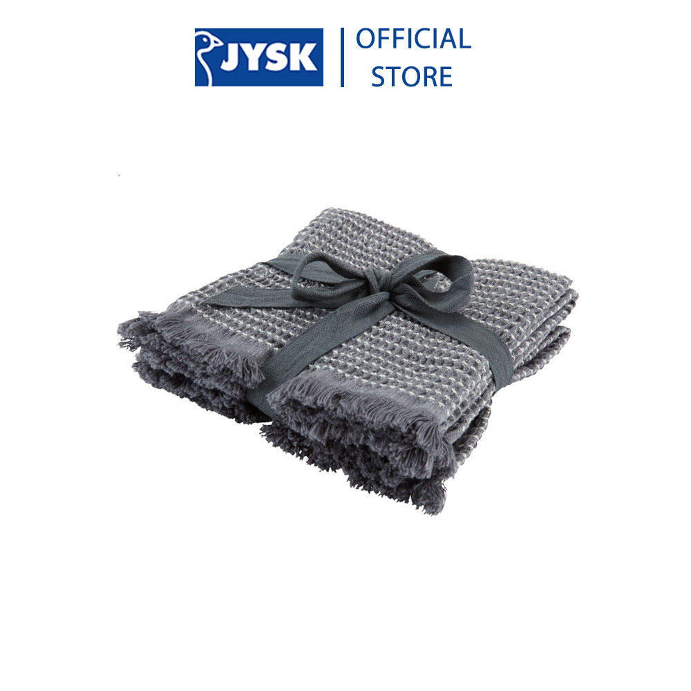 Bộ 4 khăn mặt cotton | JYSK Fristad | xám | R30xD30cm