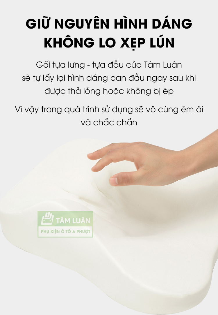 Đệm tựa lưng ghế văn phòng, gối cao su non tựa lưng ô tô Tâm Luân - Vỏ gối tựa lưng da kết hợp lưới siêu thoáng, sang trọng, gối tựa lưng văn phòng