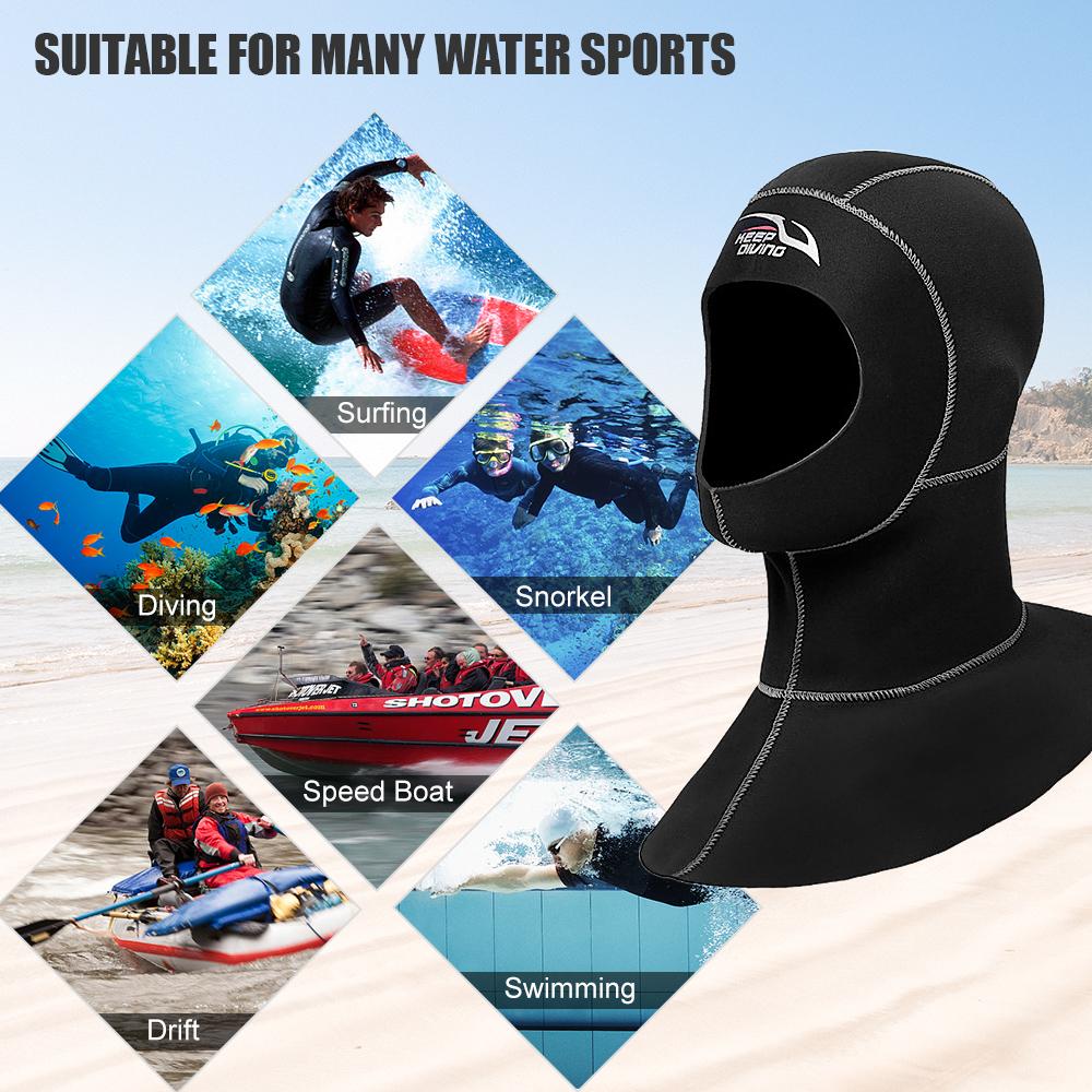 Mũ lặn Được làm bằng Neoprene 3mm chất lượng cao, siêu nhẹ và chống mài mòn,khả năng cách nhiệt cao