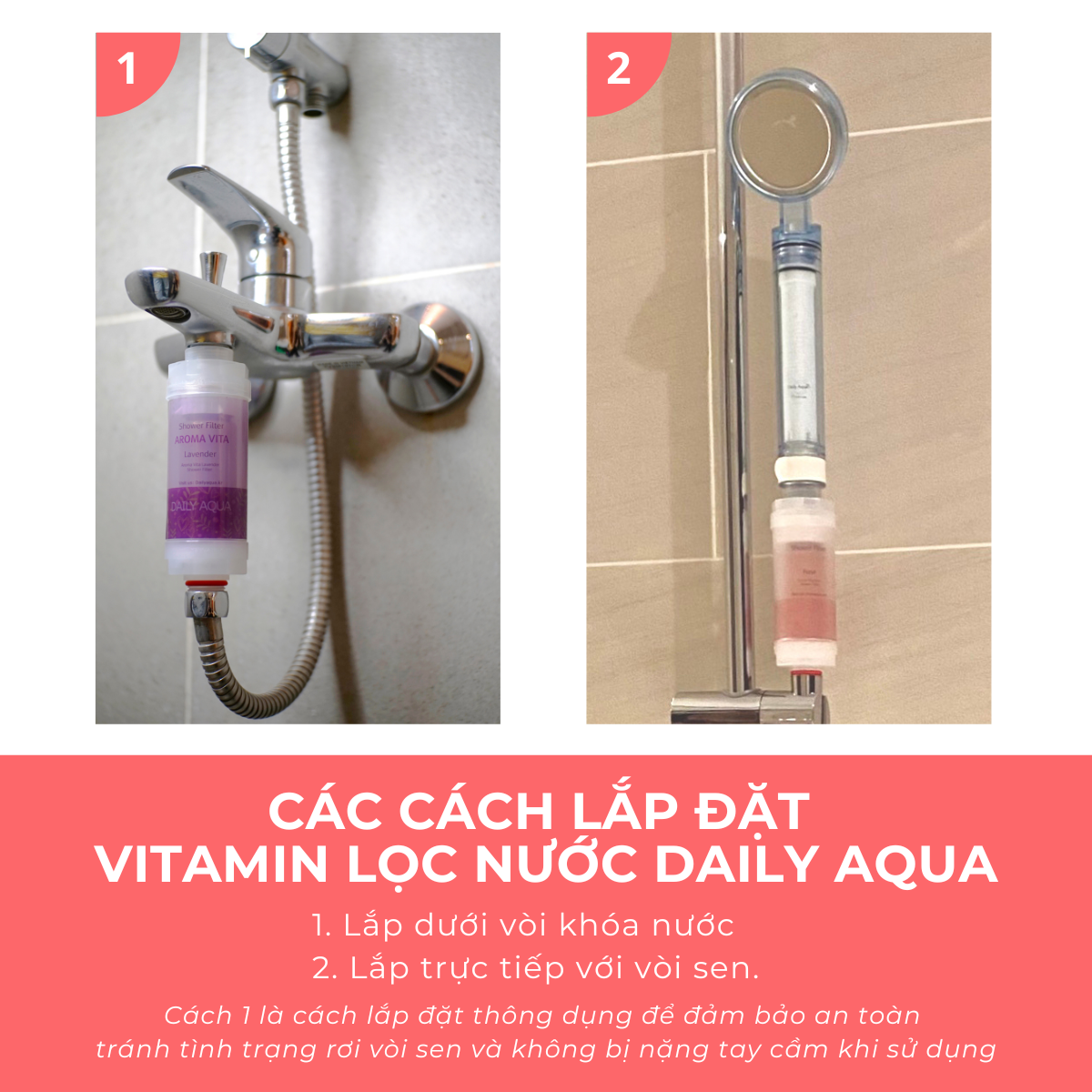 Lõi Lọc Vòi Sen Vitamin Daily Aqua, Loại Bỏ Clo, Tạo Mùi Thơm - 4 Mùi Hương