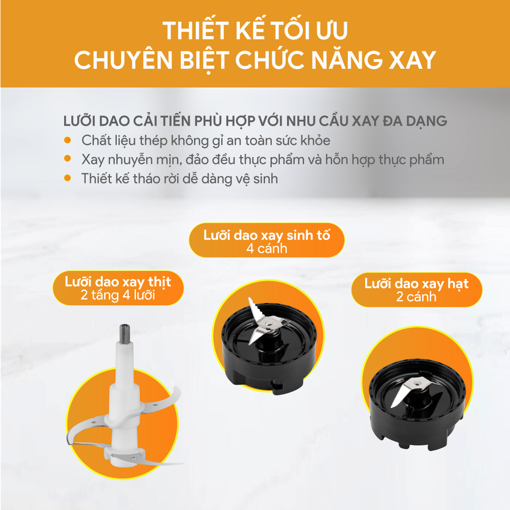 Máy Xay Đa Năng BLB-5348 - 1,7 Lít - 500W - Xay thịt, sinh tố, đánh trứng, tiện lợi nhỏ gọn - Hàng chính hãng