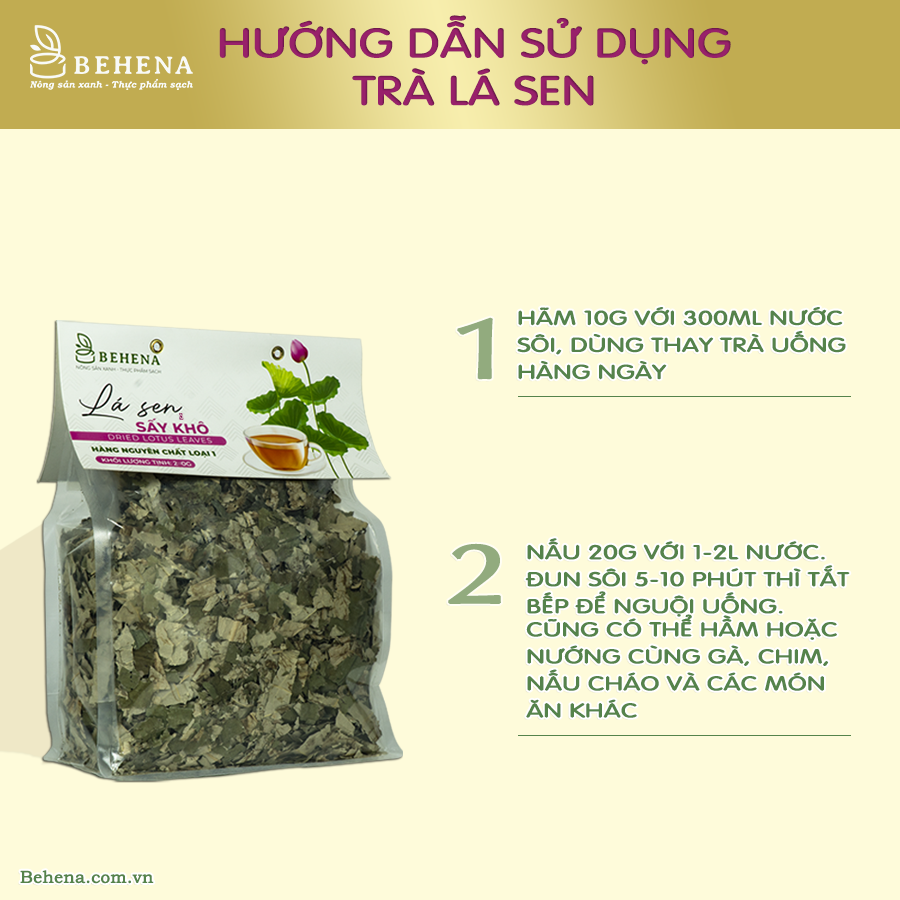 Trà Lá Sen khô Behena gói 200g - Giảm Cân - Ngủ Ngon - Hạ Mỡ Máu hiệu quả_Minh Anpha