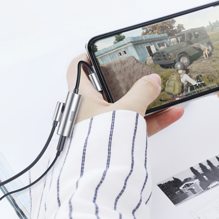 Bộ chuyển cổng Lightning sang Audio 3.5mm + Lightning Baseus L42 cho iPhone X/ XS Max CALL42-01 - Hàng nhập khẩu