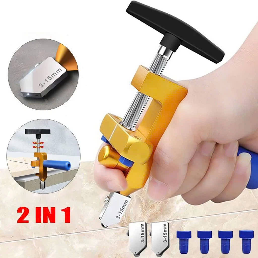 Dao Cắt Kính Đa Năng - Máy Cắt Gạch Cầm Tay Không Bụi, Kèm 3 Lưỡi Cắt Cao Cấp