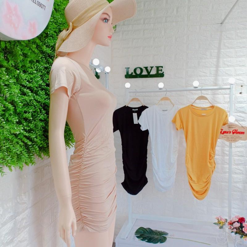 Váy Đầm Nữ Ôm Body Nhún Sườn Sang Chảnh Chất Thun Thái Mịn Đẹp - LH43