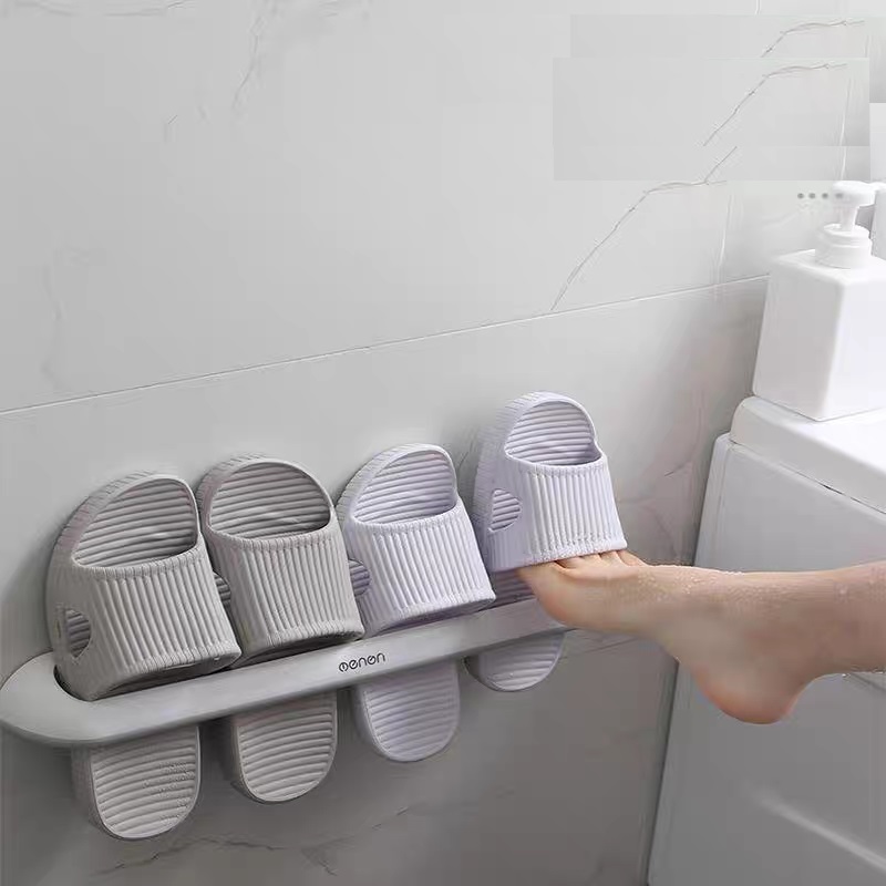 Thanh treo dép nhà tắm OENON, Kệ treo khăn tắm dán tường gạch men chất liệu nhựa ABS cao cấp - OE048