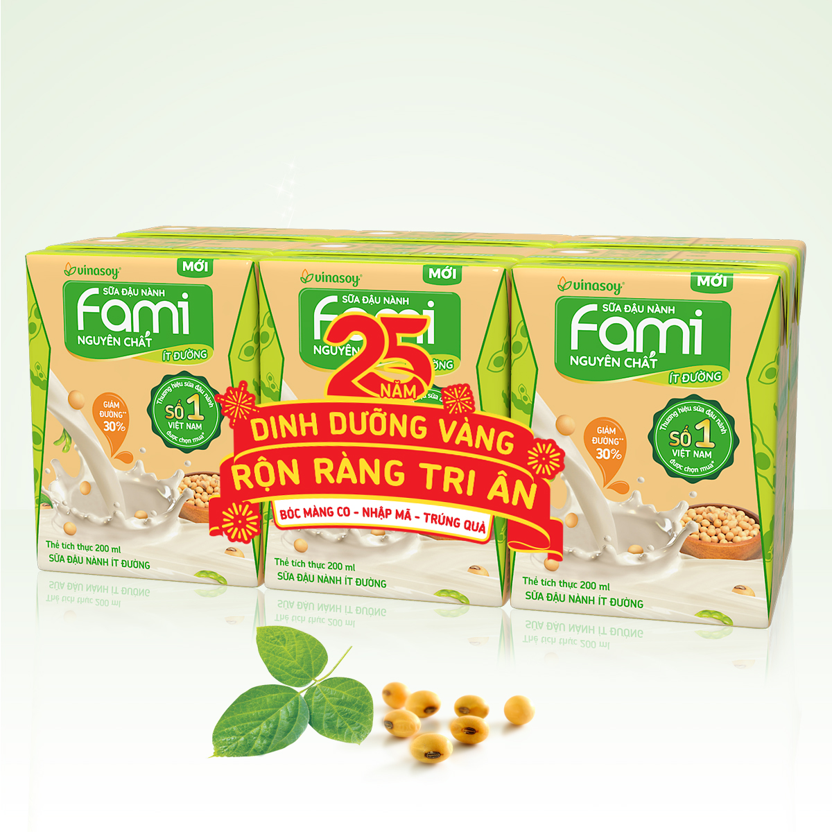 Thùng Sữa đậu nành Fami Nguyên Chất ít đường