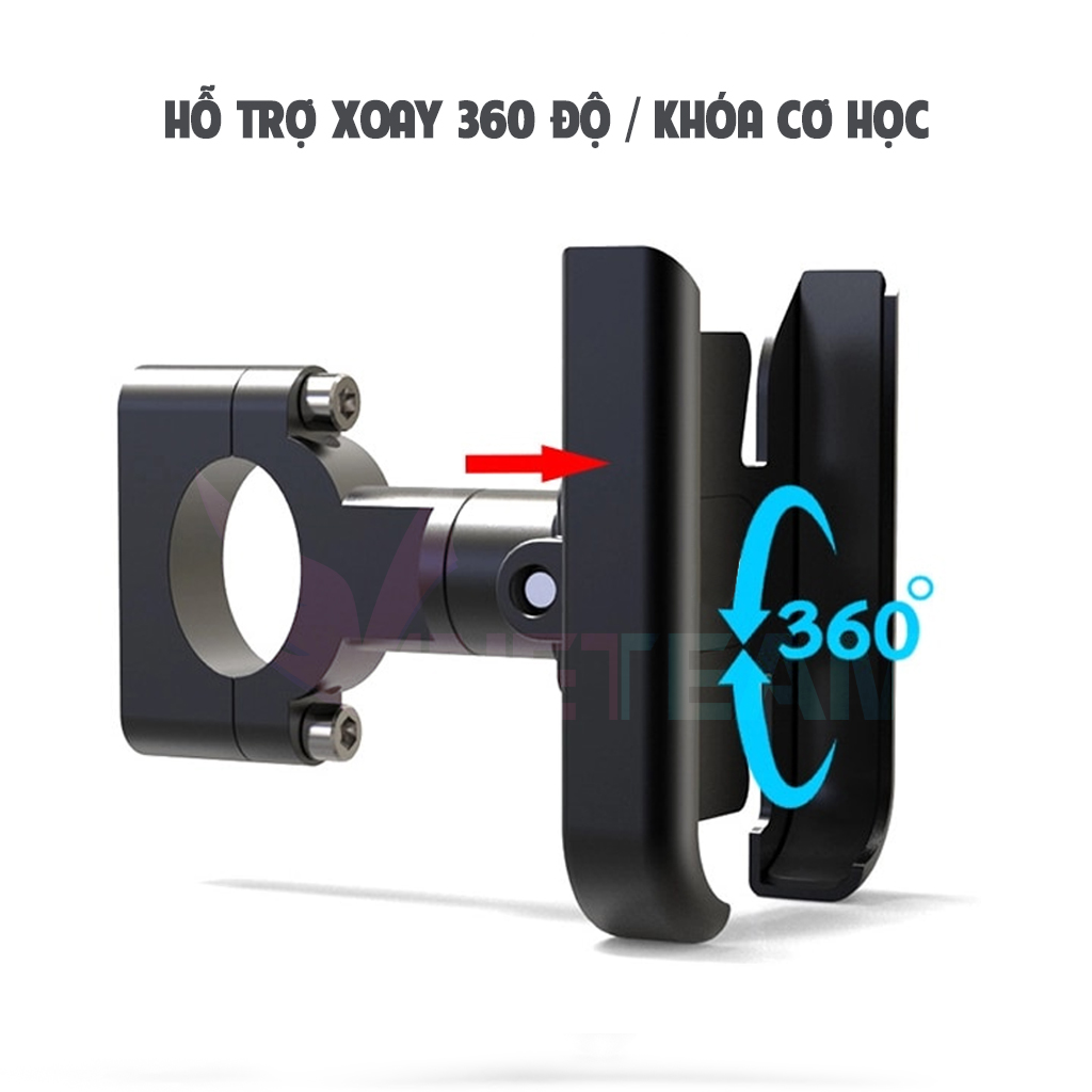 Giá Đỡ Điện Thoại Cho Xe Đạp Vinetteam SH-3106 Hợp Kim Nhôm Cao Cấp Xoay 360 Độ Có Thể Điều Chỉnh Chống Trượt - Hàng Chính Hãng