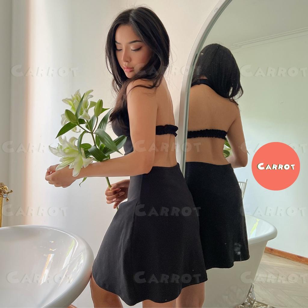 Đầm body sexy thiết kế có mút tôn dáng gợi cảm phối cổ yếm váy nữ ngắn carrotxinhdep đi tiệc đi dạo phố