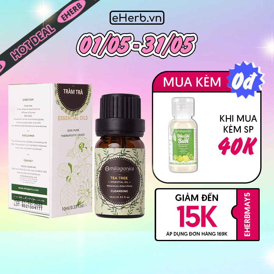 Tinh Dầu Bạc Hà Nguyên Chất Giúp Đuổi Muỗi, Thơm Phòng, Giảm Stress MILAGANICS 10ml (Chai)