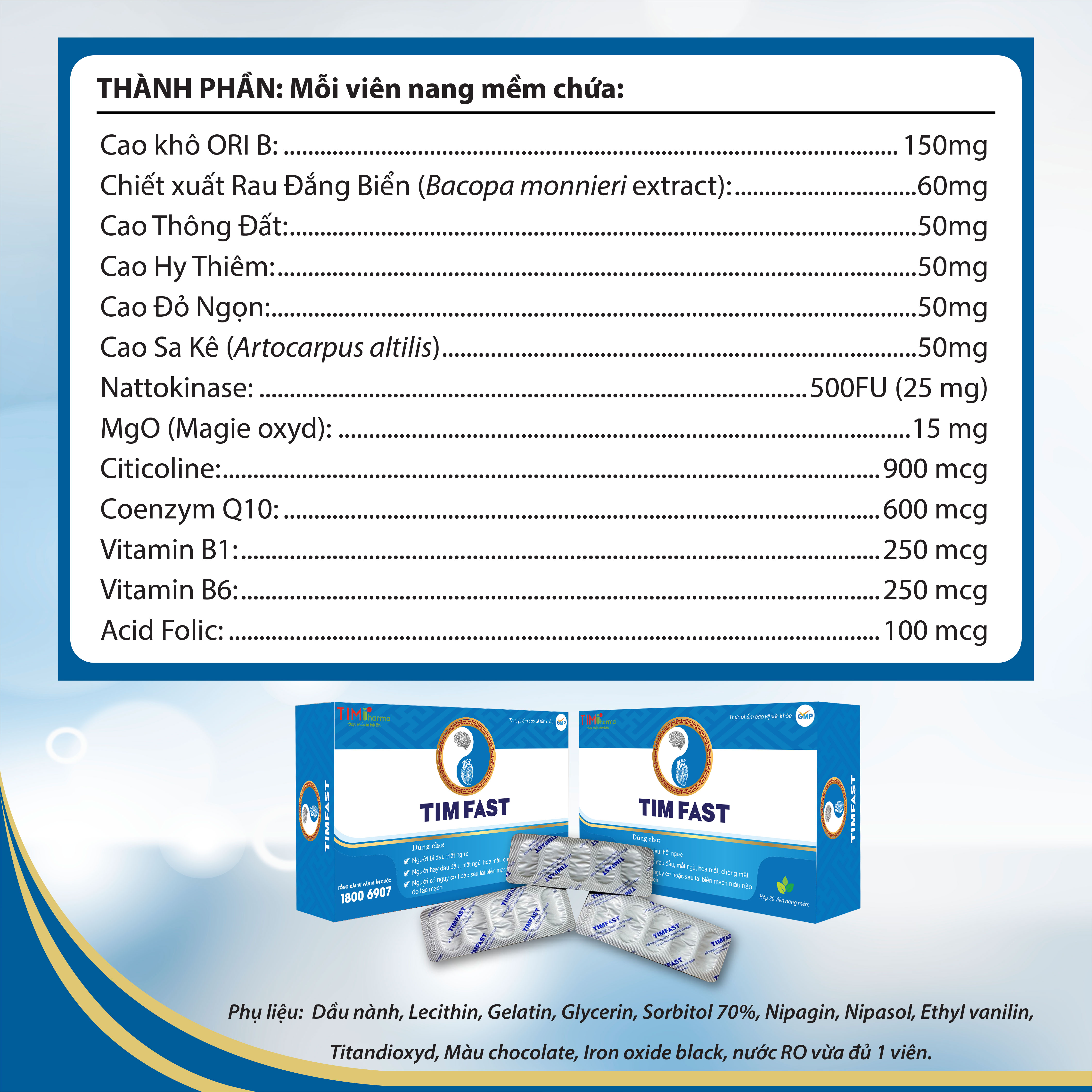 TPBVSK TIMFAST – Hỗ trợ giảm nguy cơ tai biến do tắc mạch