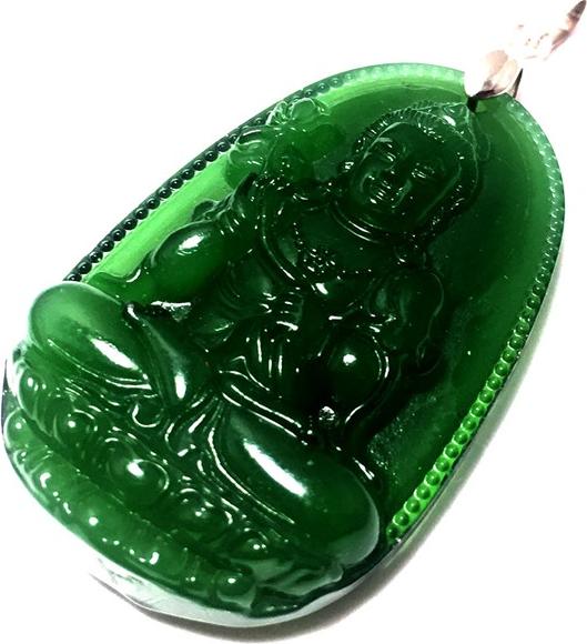 Mặt dây bản mệnh khắc ngài Đại Thế Chí Bồ Tát đá ngọc tự nhiên cho người tuổi Ngọ Bạc QTJ - MDNA14