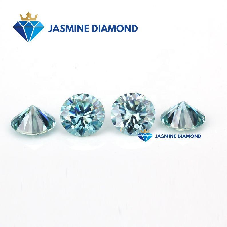 Kim cương nhân tạo Mỹ Moissanite giác cắt tròn màu xanh ngọc