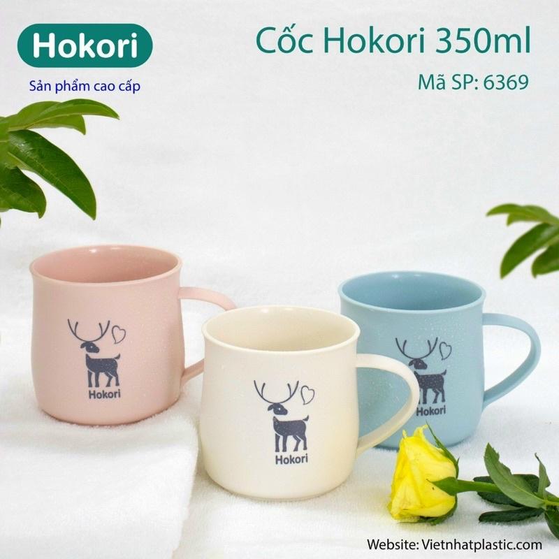 Cốc nhựa Hokori 350ml - Ly cốc uống nước có quai cầm hình hươu dễ thương