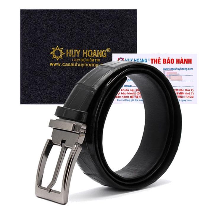 Thắt lưng nam da cá sấu Huy Hoàng đầu kim 3,5P màu đen, nâu đất, vàng bò, nâu đỏ HT4213-14-15-33