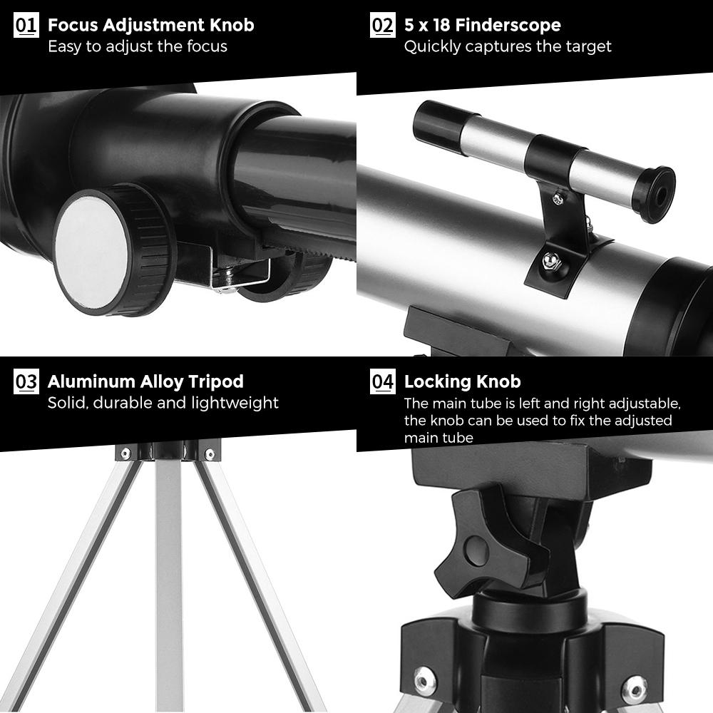 F36050 Astronomical Telescope for Kids and Beginners 90X Magnification Telescope with Finder Scope 2 Eyepieces and Tripod