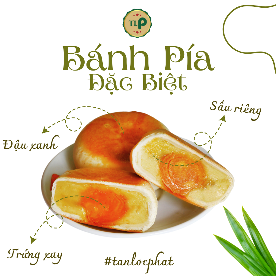 Bánh Pía Đặc Biệt TLP | Nhân Trứng Xay | Vị Đậu Xanh Sầu Riêng | Túi 350g 4 Bánh | Đặc Sản Sóc Trăng
