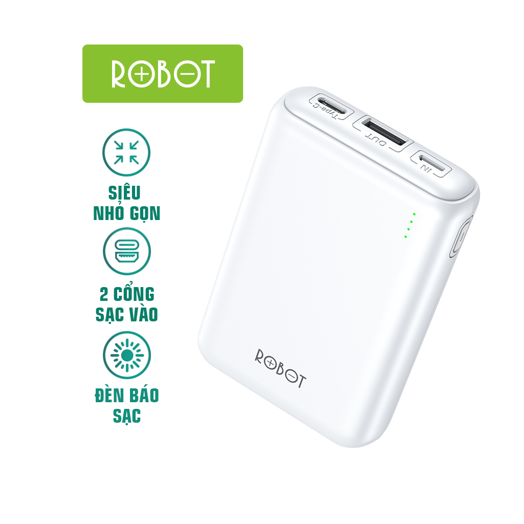 Pin Sạc Dự Phòng 10000mAh Super Mini ROBOT RT10 2 Input 1 Output [HÀNG CHÍNH HÃNG]