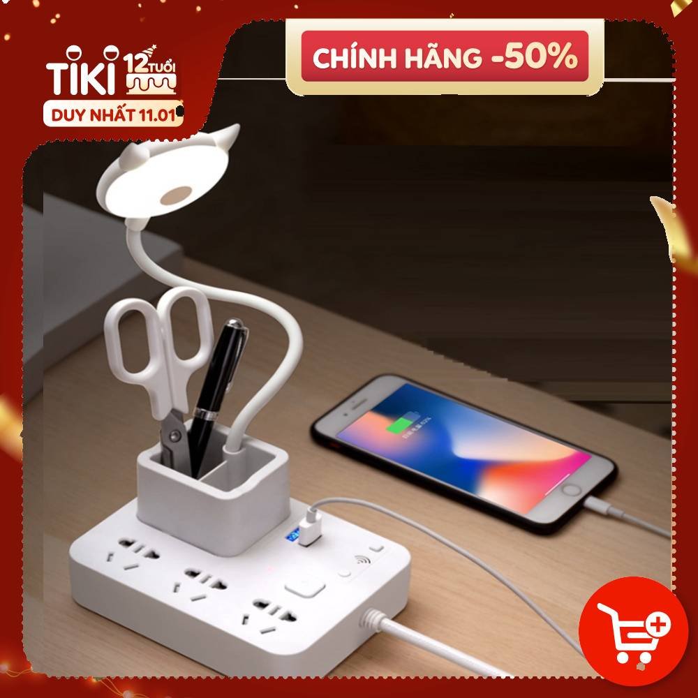 Ổ cắm điện đa năng kiêm hộp đựng bút và đèn bàn có điều khiển từ xa T3