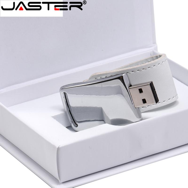 JASTER Tùy Chỉnh Cho Quà Tặng 2.0 Ổ Bút Flash 64GB 32GB 4GB 8GB 16GB Pendrive Usb Da hộp Màu Trắng