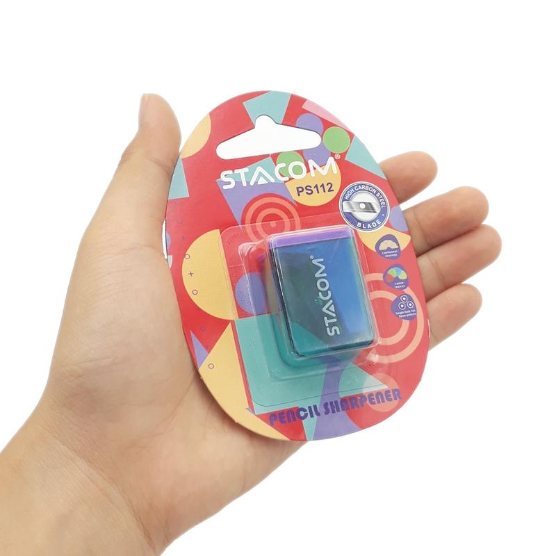 Chuốt Chì 1 Lỗ Chữ Nhật Stacom PS112 - Nắp Màu Tím