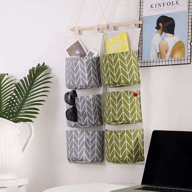 Túi treo tường 3 tầng đa năng tiết kiệm không gian - Túi vải Canvas treo đồ dùng gia đình tiện lợi phong cách Vintage