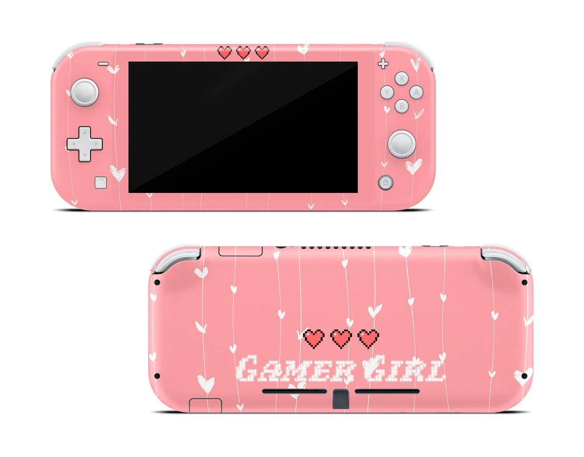 Skin decal dán Nintendo Switch Lite mẫu 8 Bit Retro Gamer Girl (dễ dán, đã cắt sẵn)