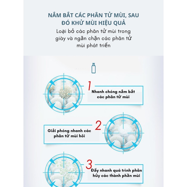 Chai xịt khử mùi giày dép, chiết xuất từ thực vật tự nhiên dễ dàng khử mùi hôi, diệt vi khuẩn, bảo vệ giày - Hàng chính hãng