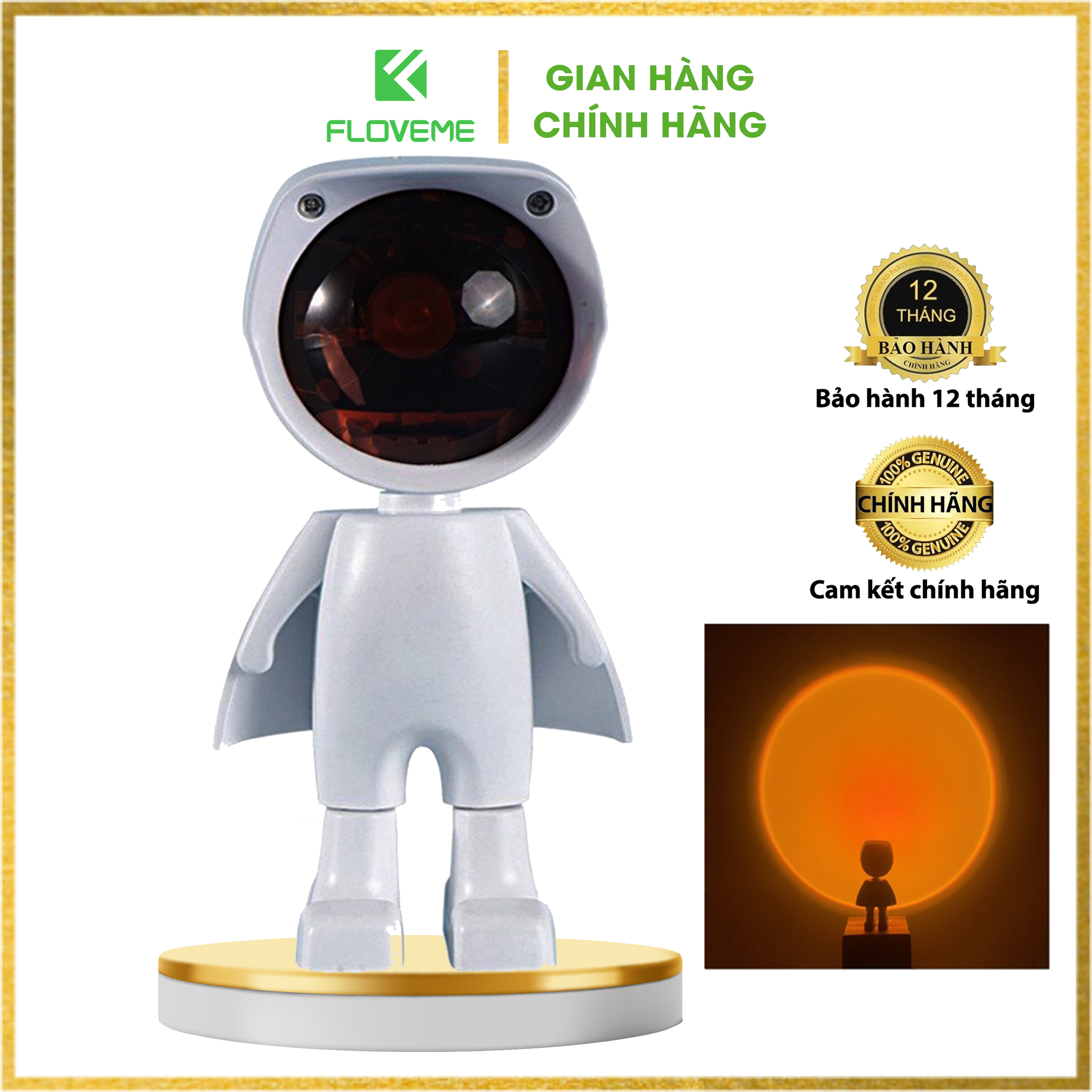 Đèn Hoàng Hôn FLOVEME , Đèn chiếu cầu vòng phi hành gia robot Màu Siêu Đẹp Dùng Quay Video livetream , Titok, chụp hình sống ảo - Hàng chính hãng