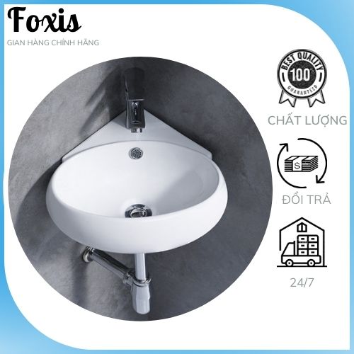 Chậu rửa mặt lavabo treo tường C307( Chậu góc tiết kiệm không gian, dùng cho phòng vệ sinh nhỏ, hẹp)