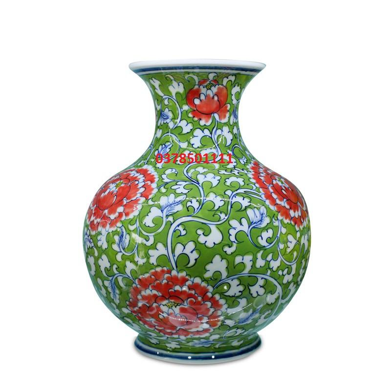 Lọ tỏi men lam vẽ hoa dây