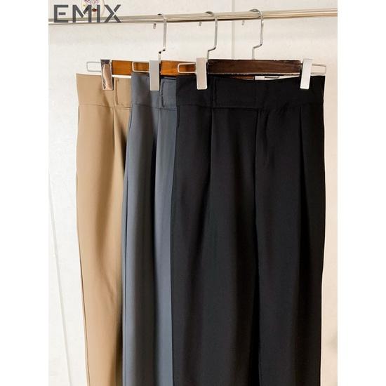 Quần tây công sở EMIX (3 Màu), dáng suông, vải 2 biên dày dặn, túi chéo, cạp dán cao cấp, form rộng cá tính