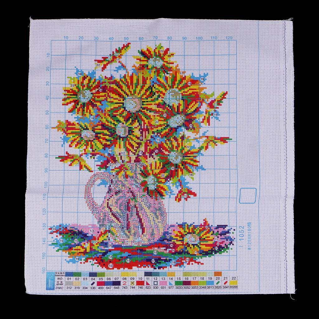 DIY Daisy Stamped Cross Stitch Kits for Children 11CT Counted Needlecrafts