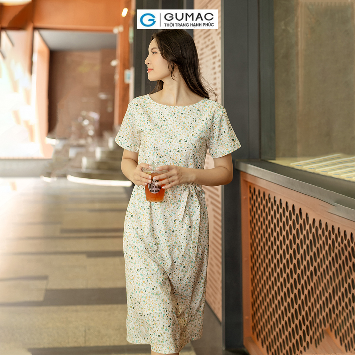 Đầm suông cổ thuyền có túi tay lơ vê thanh lịch nữ tính thời trang GUMAC DD06012
