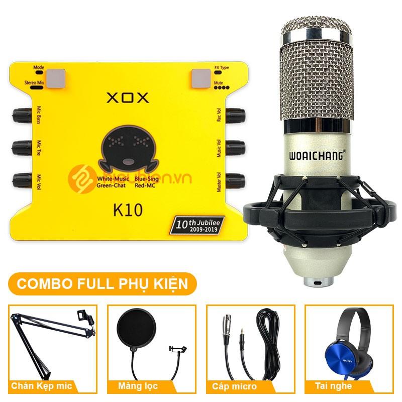 Combo Thu Âm Livestream Mic BM900 Sound Card K10 2020 bản tiếng anh Chân Kẹp Màng Lọc Tai Nghe