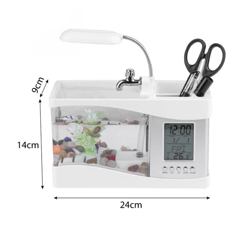 Bể cá cảnh mini để bàn,văn phòng - Hồ cá phong thủy mini trang trí bàn làm việc có đèn led