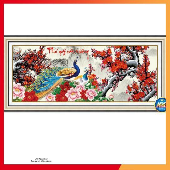 Tranh Đính Đá CÔNG PHÚ QUÝ CÁT TƯỜNG. Kích Thước: 1m6 x 67cm
