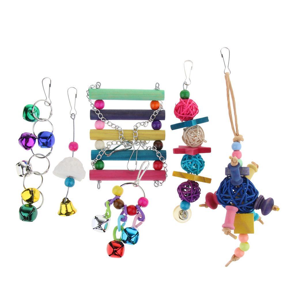 6PCS Parakeet Bird Toys Parrot Perches Swing