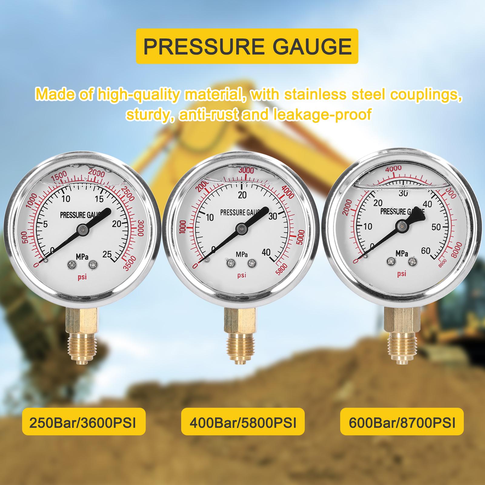 Hydraulic Pressure Gauge Kit Excavator Hydraulic Pressure Meauring Device with 9 Couplings 3 Pressure Gauges 3 Test Hose for Excavator Construction Machinery