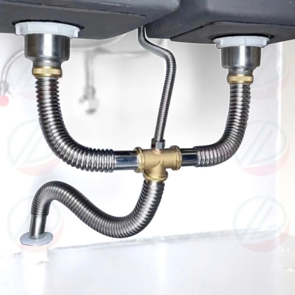 Bộ Xả Chậu Chén Xi Phông Inox 2 Hộc Phụ Kiện Thau Chịu Nhiệt Cao Thoát Nước Nhanh - Lỗ xả bằng nhau phi 110 (lọt lòng 90)