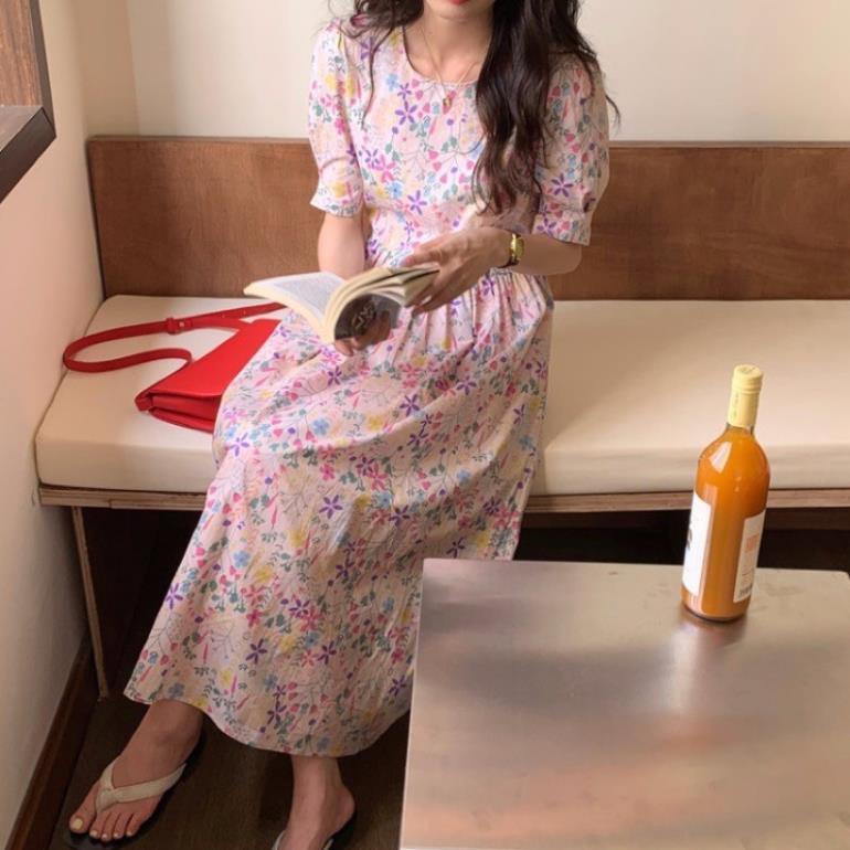 Đầm babydoll hoa nhí 2 màu